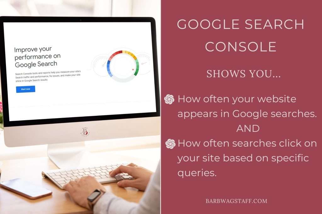 Google Search Console shows you How often your website appears in Google searches.
AND
How often searches click on your site based on specific queries.